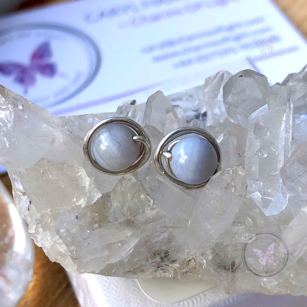 Blue Lace Agate Stud Earrings